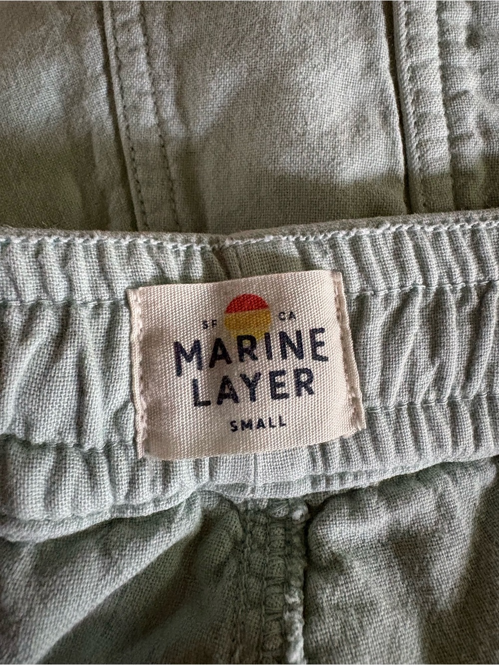Marine Layer Mens 100% Cotton Lounge Beach Shorts Small S Moss Green Drawstring - Picture 5 of 8